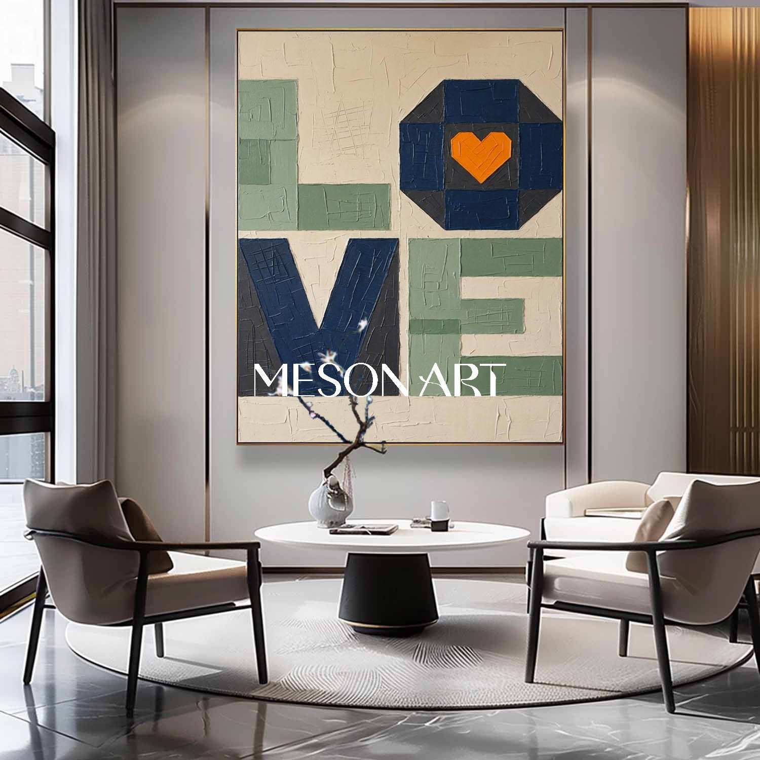 メソンアート3DテクスチャーLOVEタイポグラフィキャンバスウォール