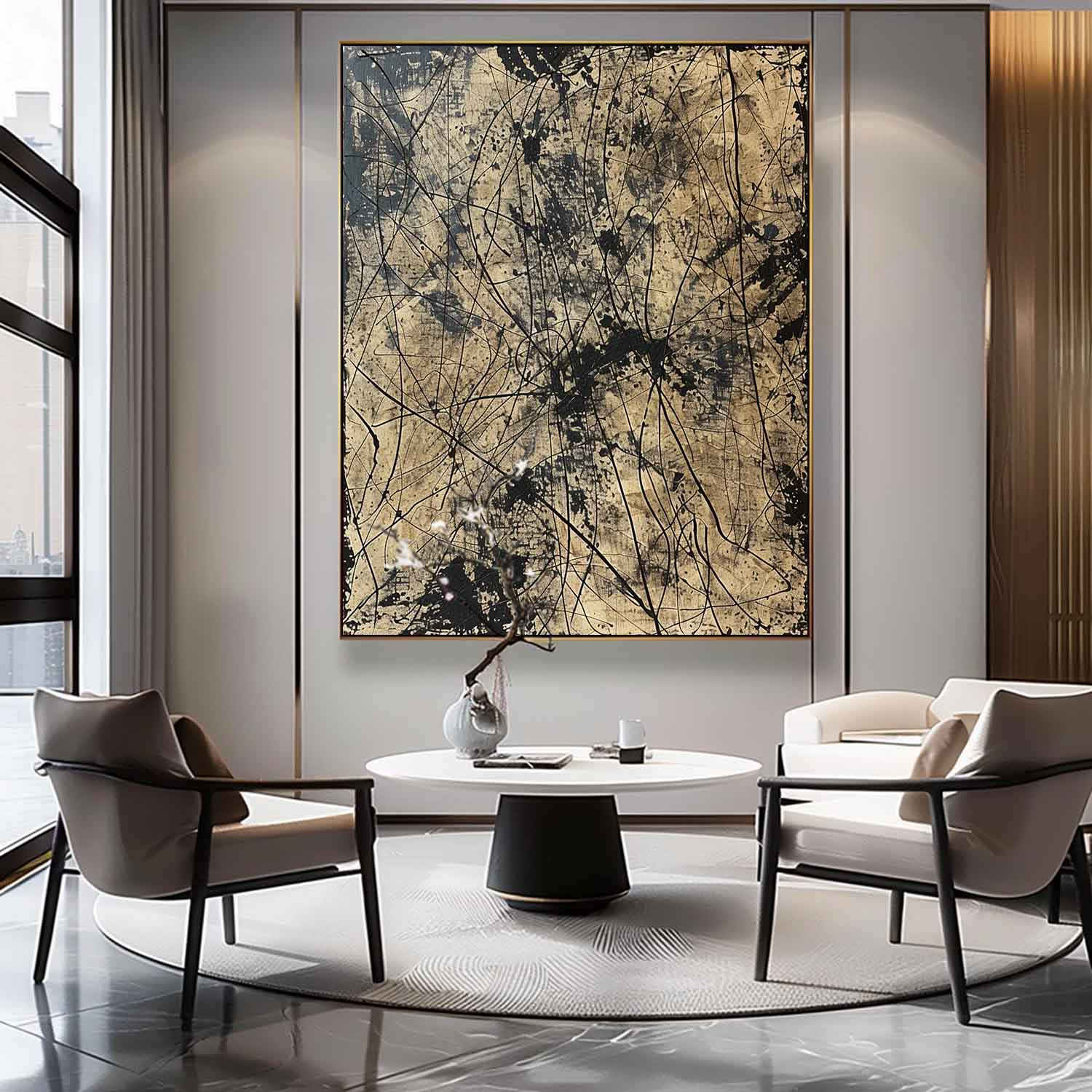 Large Green and Black Abstract Canvas Wall Art Decor Modern Green and Black Abstract Wall Paintings for Sale