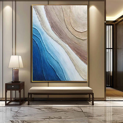 Large Ocean Wave Beach Wall Painting Heavy Textured Plaster Art Canvas Abstract Textured Art Decor