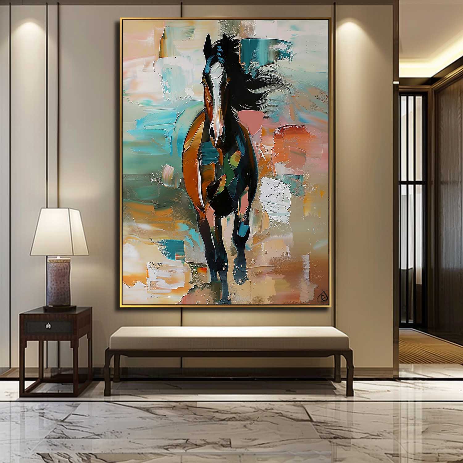 Large Running Horse Oil Painting on Canvas Horse Oil Painting for Sale Palette Horse Wall Art Decor