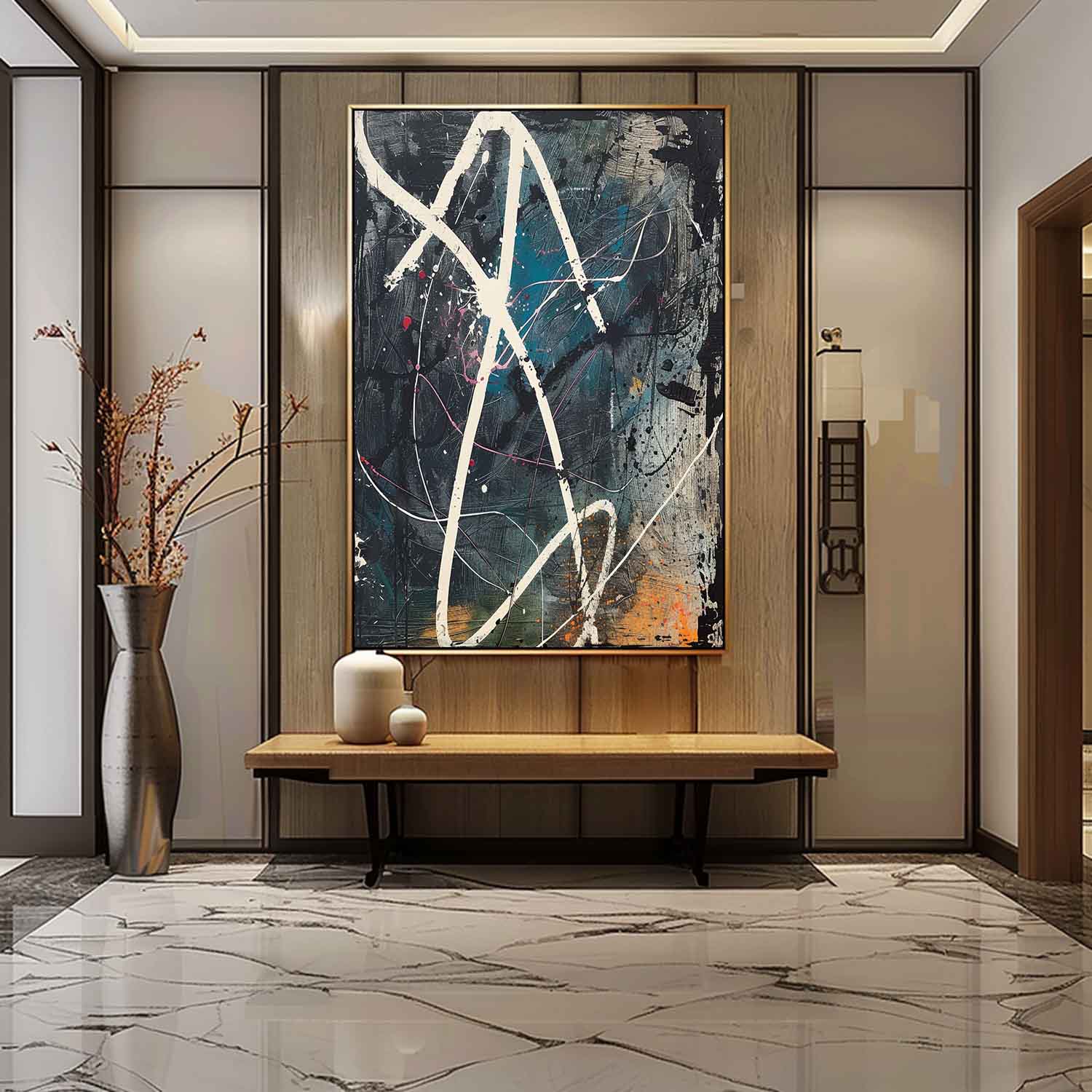 Large Blue and Green Abstract Art for Sale Blue and Green Modern Abstract Wall Art Decor