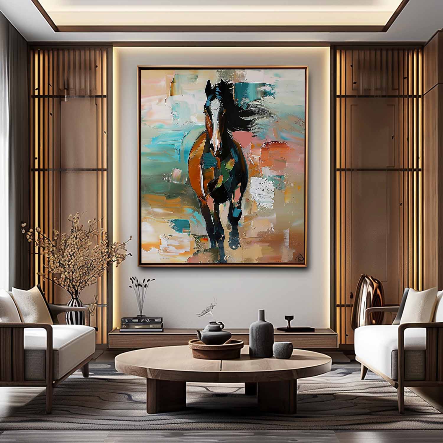 Large Running Horse Oil Painting on Canvas Horse Oil Painting for Sale Palette Horse Wall Art Decor