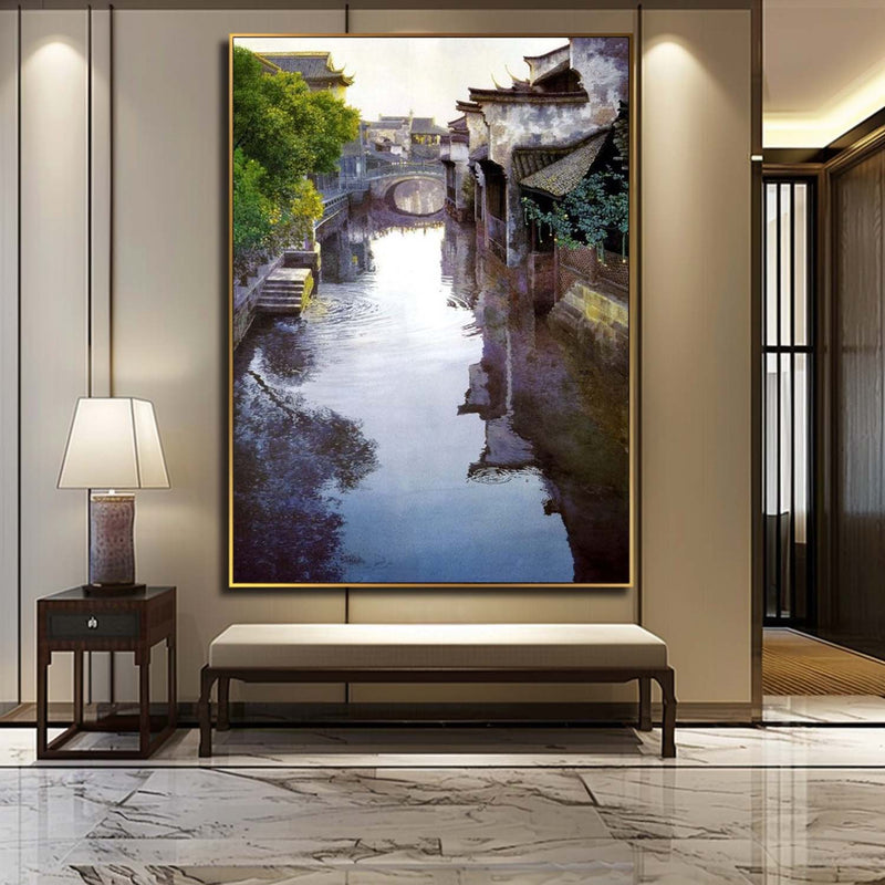 Large Watertown Oil Painting Watertown Canvas Wall Art Super Realistic Watertown Art for Sale