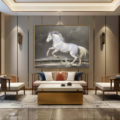 White Horse Oil Painting Hyperrealistic White Horse Art Realistic Horse Wall Art White Horse Canvas Art