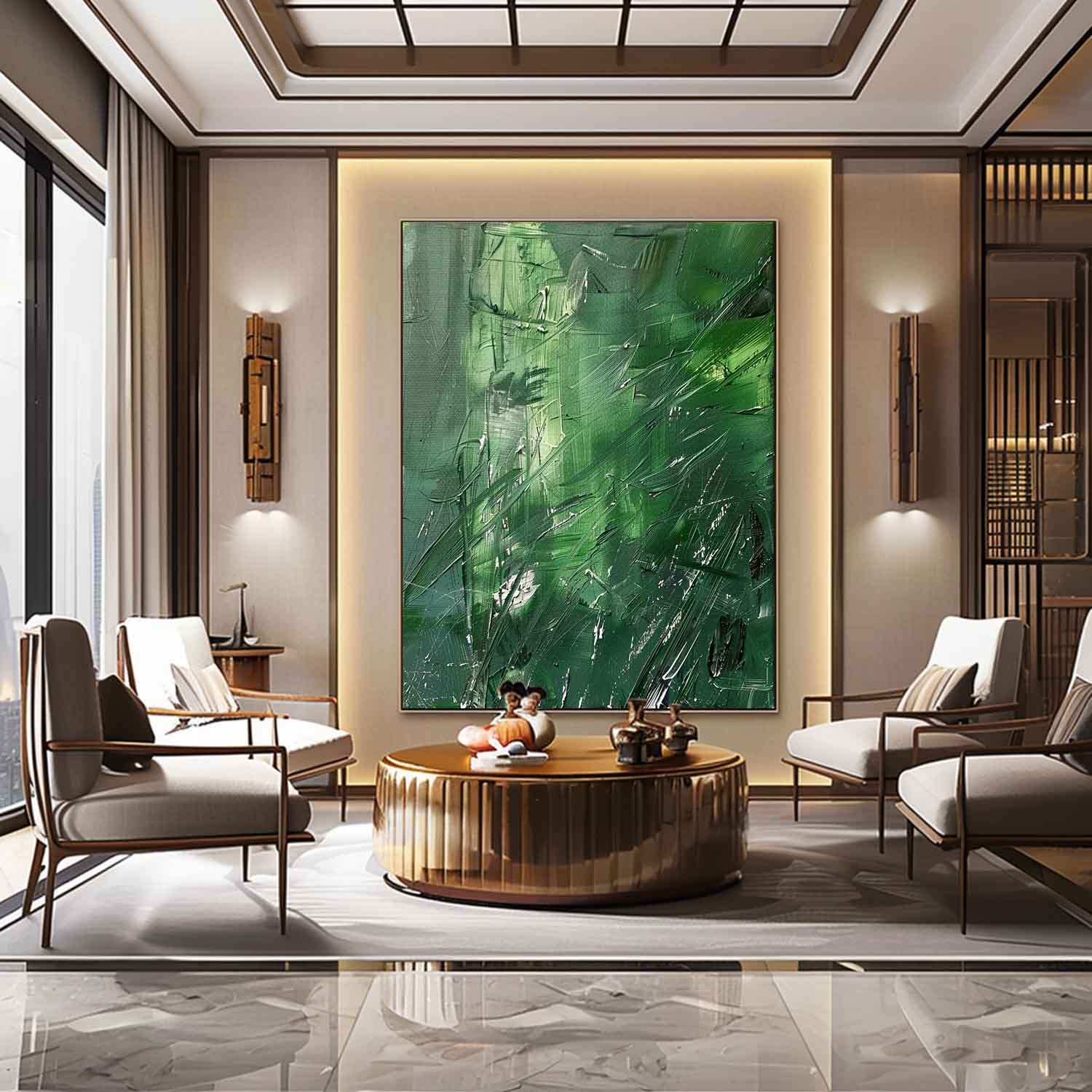 Green Abstract Textured Canvas Art for Sale Green Contemporary Abstract Wall Decor Hanging Painting