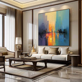 City Colorful Abstract Oil Painting City Modern Minimalist Wall Art City Palette Art Wall Paintings