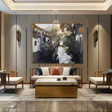 Ancient Water Town Oil Paintings Ancient Water Town Canvas Wall Art Hyper-Realistic Water Town Art For Sale