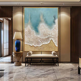 Large 3D Coastal Wall Painting Sea Heavy Textured Plaster Art Canvas Abstract Texture Art Wall Decor