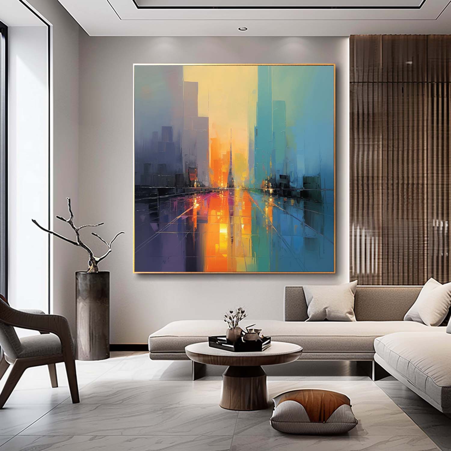 City Colorful Abstract Oil Painting City Modern Minimalist Wall Art City Palette Art Wall Paintings