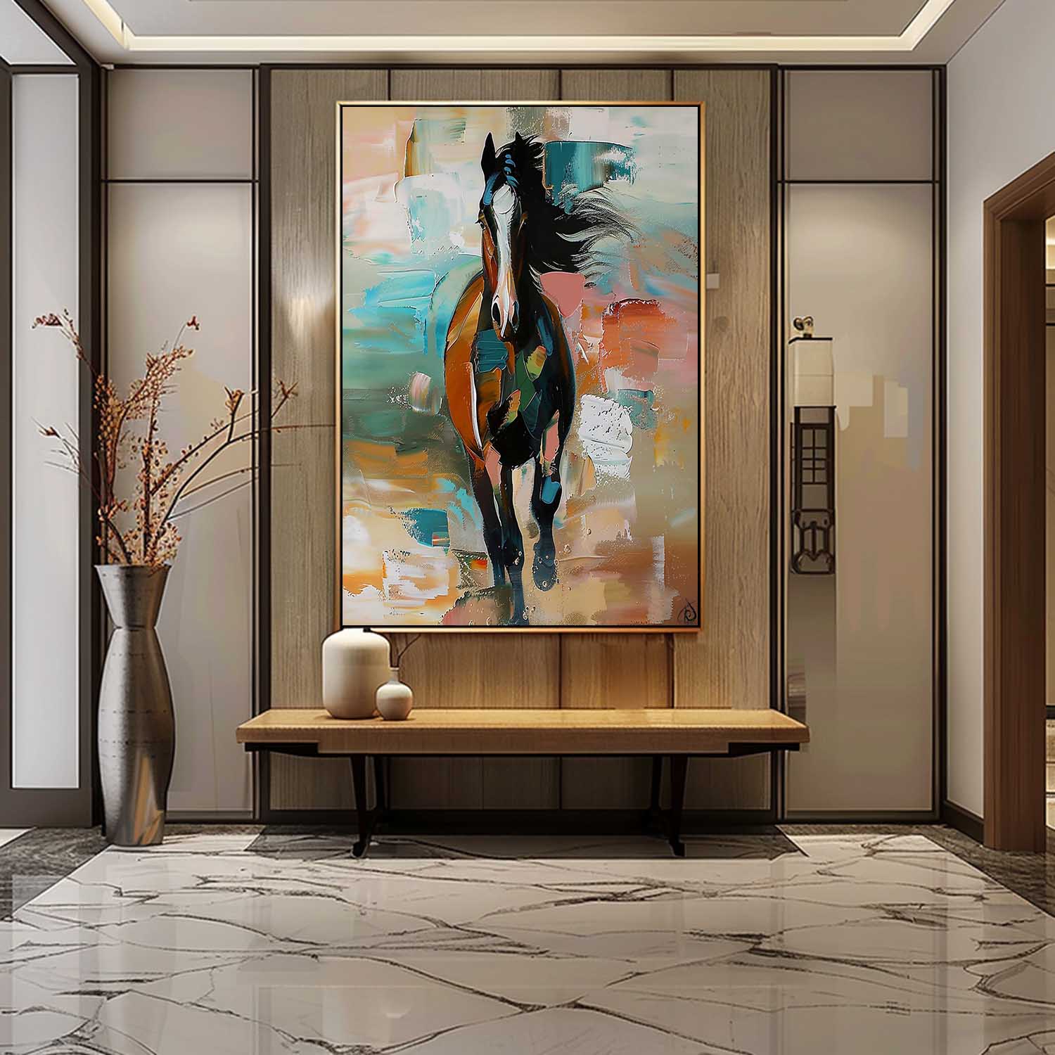 Large Running Horse Oil Painting on Canvas Horse Oil Painting for Sale Palette Horse Wall Art Decor