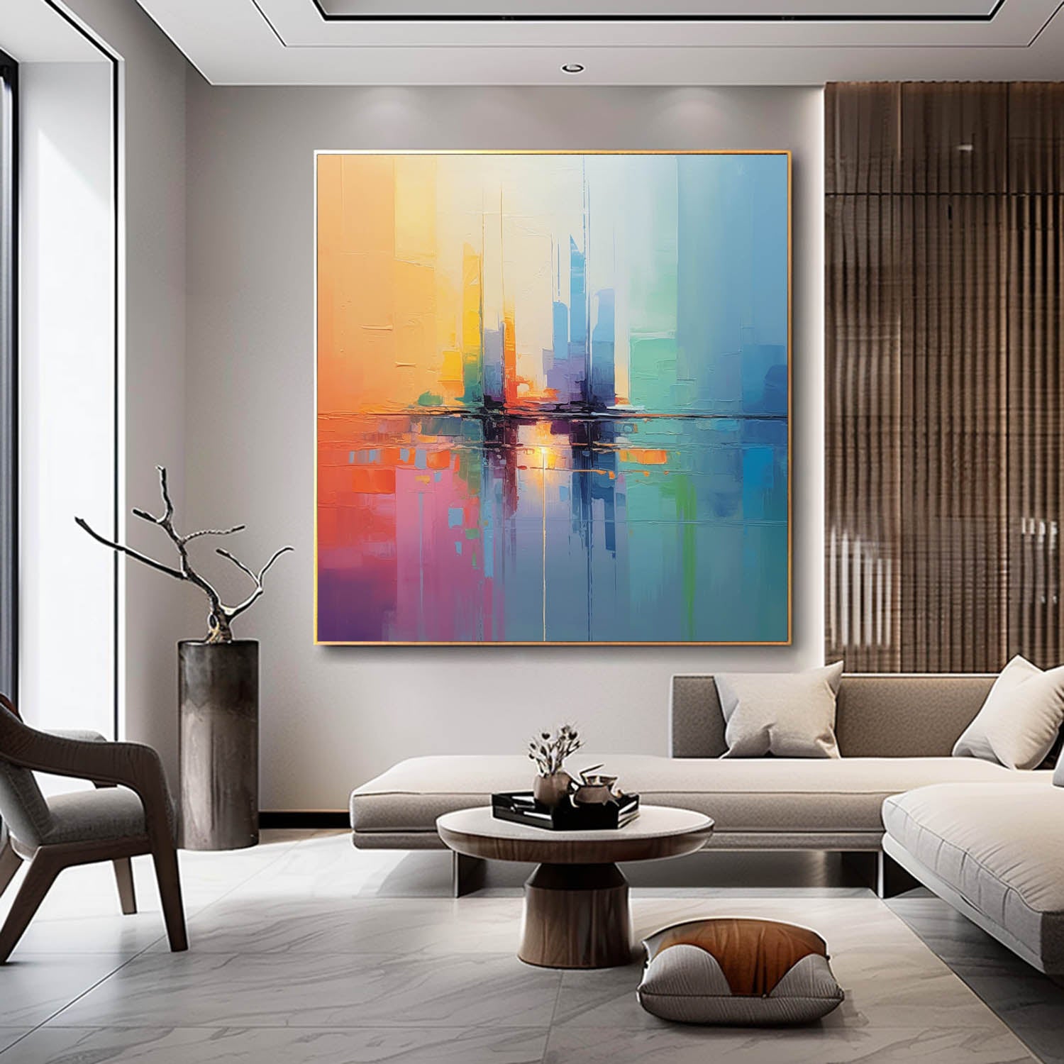 City Abstract 3D Wall Art Decor Contemporary Minimalist Colorful Abstract Art City Abstract Painting