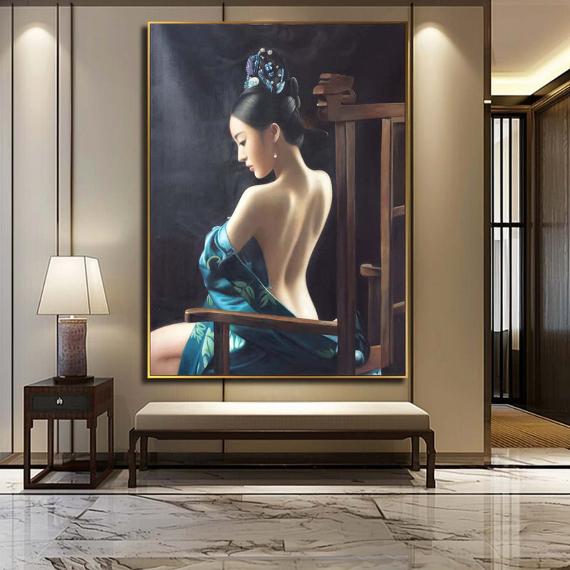 Large Realistic Beautiful Lady Portrait Art for Sale Bedroom Beauty Woman Canvas Wall Art Decoration