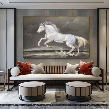 White Horse Oil Painting Hyperrealistic White Horse Art Realistic Horse Wall Art White Horse Canvas Art