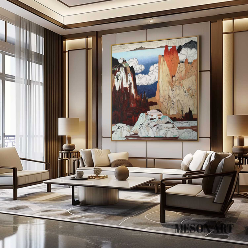 Large Abstract and Realistic Landscape Oil Painting Chinese Abstract and Realistic Landscape Art for Sale Landscape Canvas Wall Art