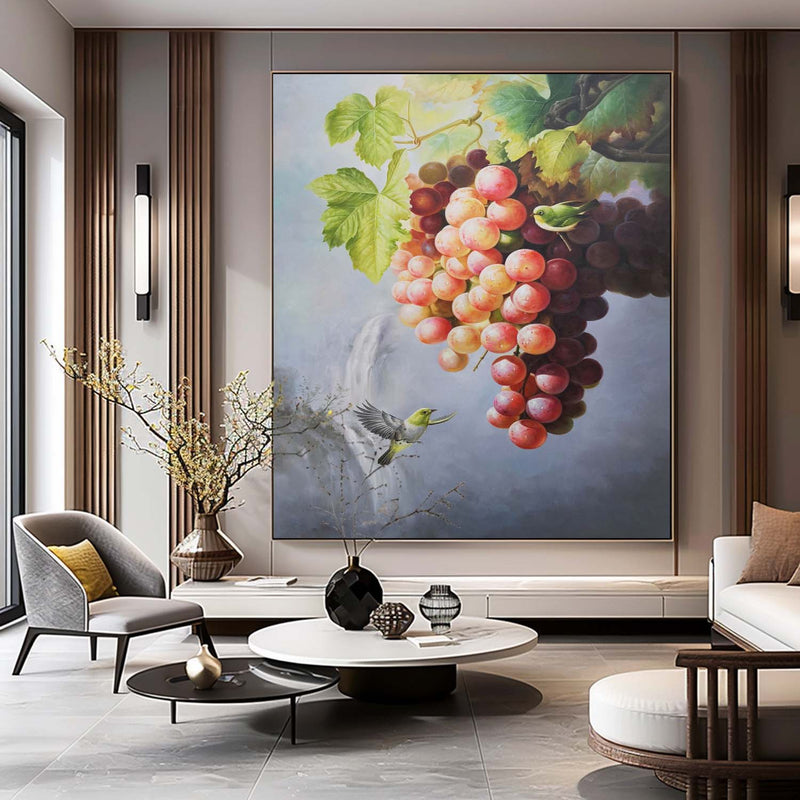 Large Hyperrealistic Grape Oil Painting Realistic Grape Canvas Wall Art Realistic Grape Landscape Art Decoration