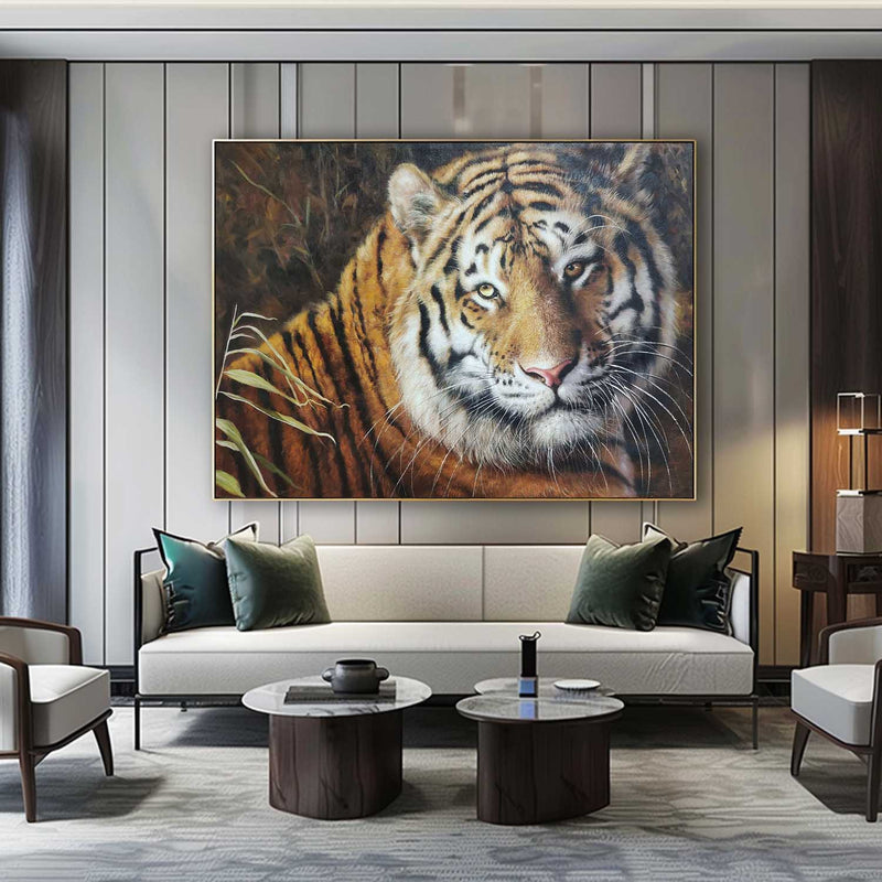 Large Realistic Tiger Oil Painting Hyper Realistic Tiger Art Tiger Realistic Portrait Canvas Wall Art Decor