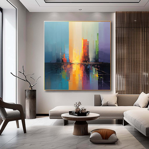 3D City Abstract Wall Art Decor Modern Minimalist Colorful Abstract Art Urban Abstract Painting
