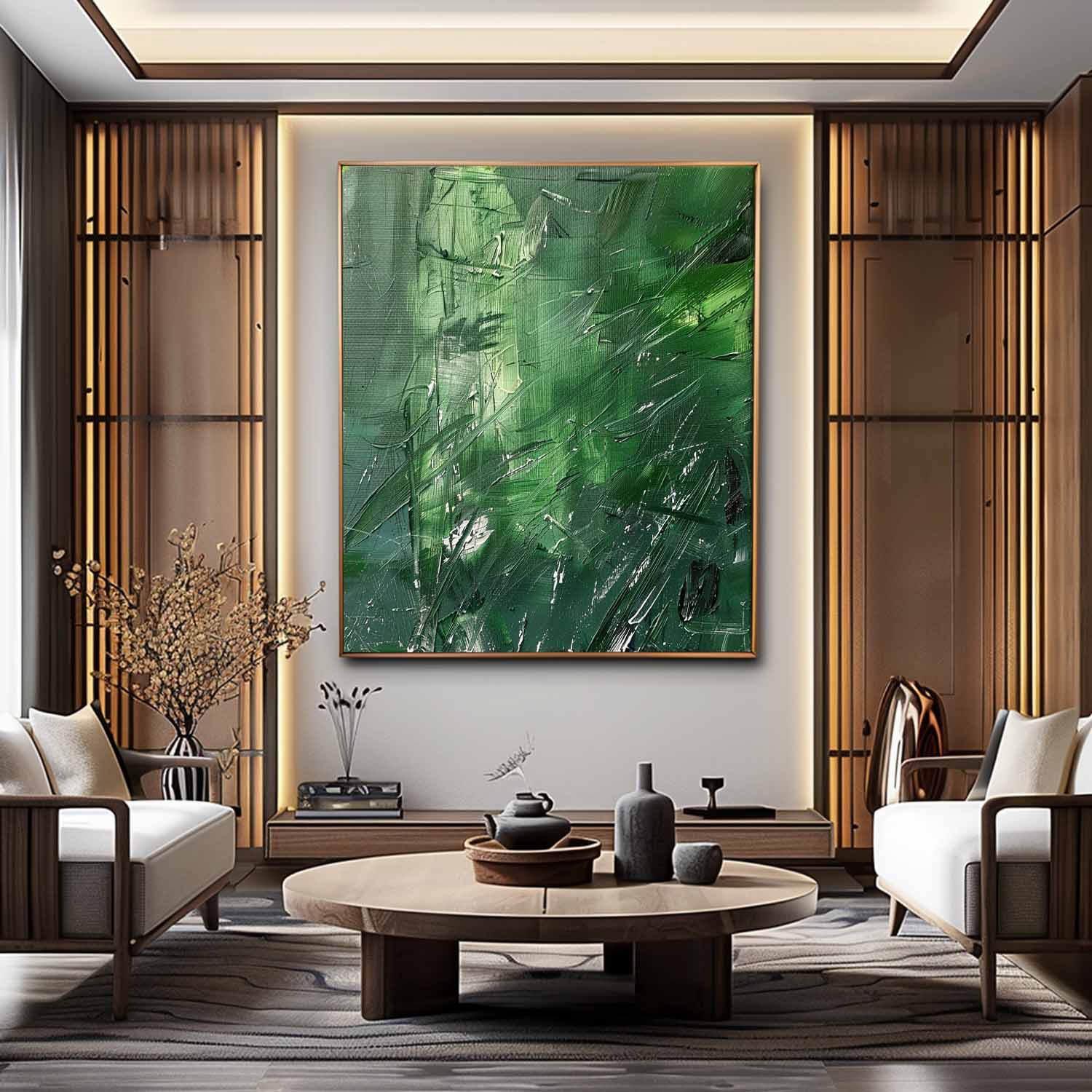 Green Abstract Textured Canvas Art for Sale Green Contemporary Abstract Wall Decor Hanging Painting