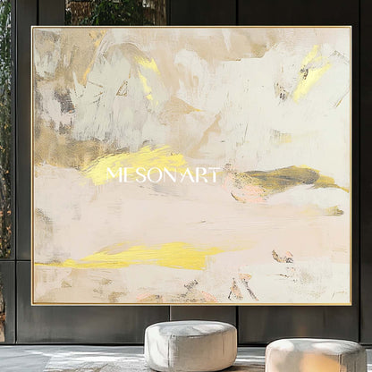 Large Beige and Gold Abstract Art for Sale Beige and Gold Minimalist Textured Canvas Wall Art