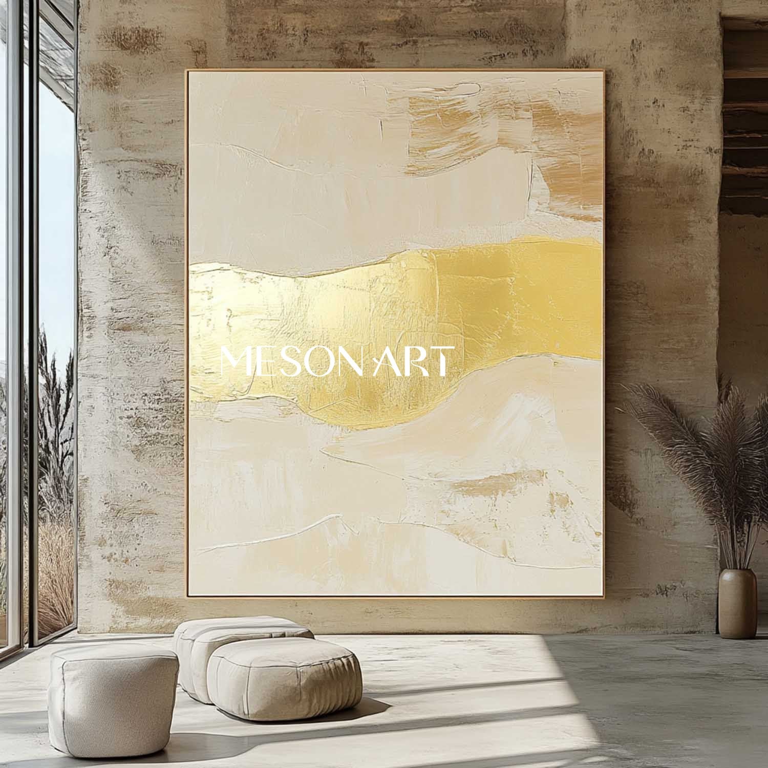 Large Gold Textured Painting Beige and Gold Minimalist Abstract Canvas Art Gold Abstract Wall Art