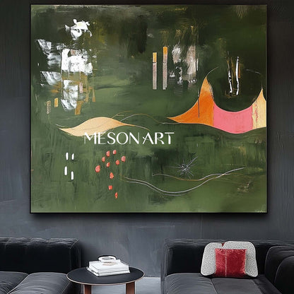 Large Modern Green Abstract Canvas Wall Art Green Abstract Landscape Wall Paintings