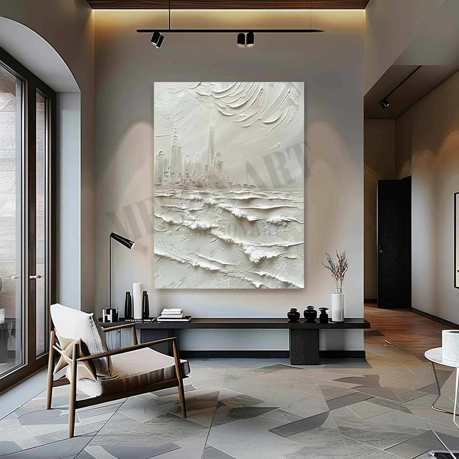 Burj Khalifa Abstract Texture Painting White Burj Khalifa City Texture Wall Art Burj Khalifa Art Canvas