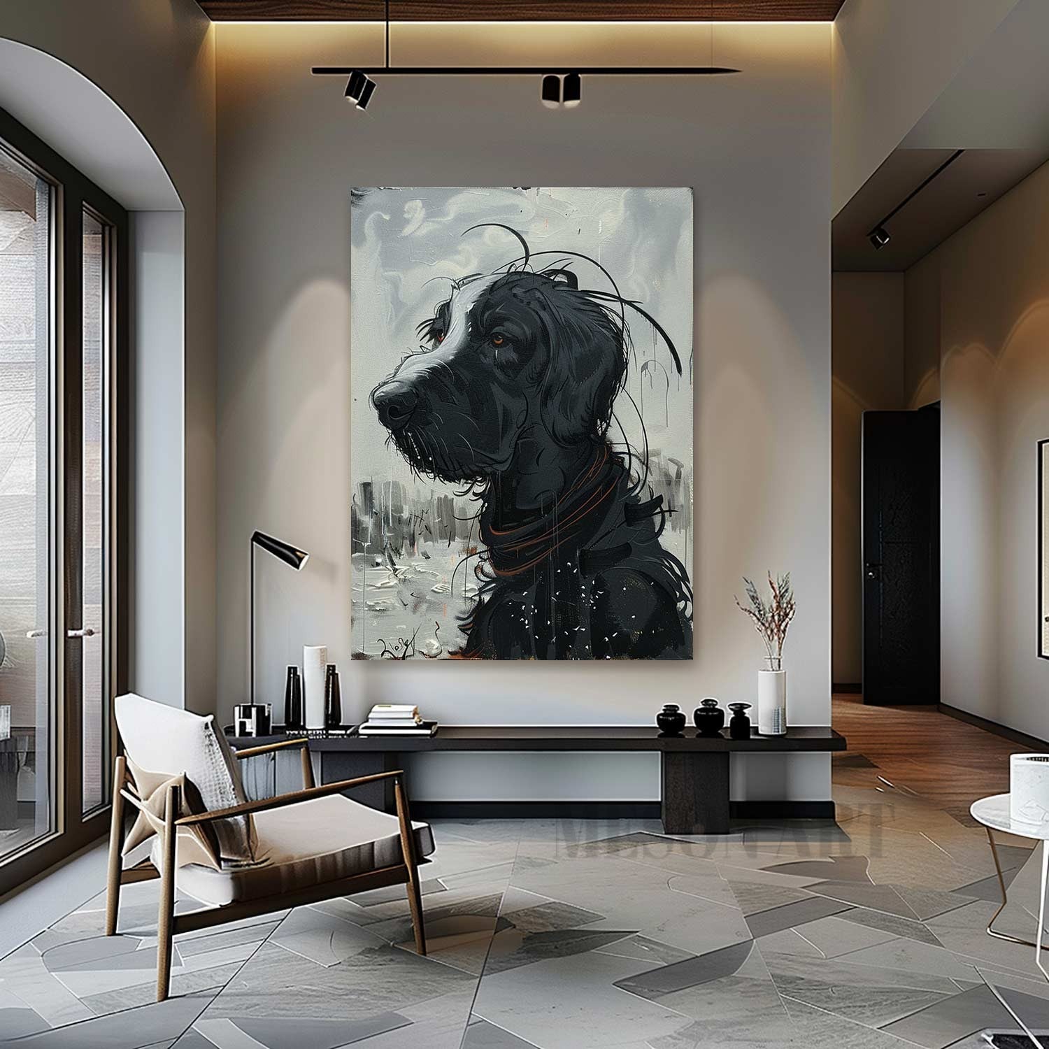 Large Dog Portrait Paintings for Sale Black and White Dog Portrait Paintings Custom