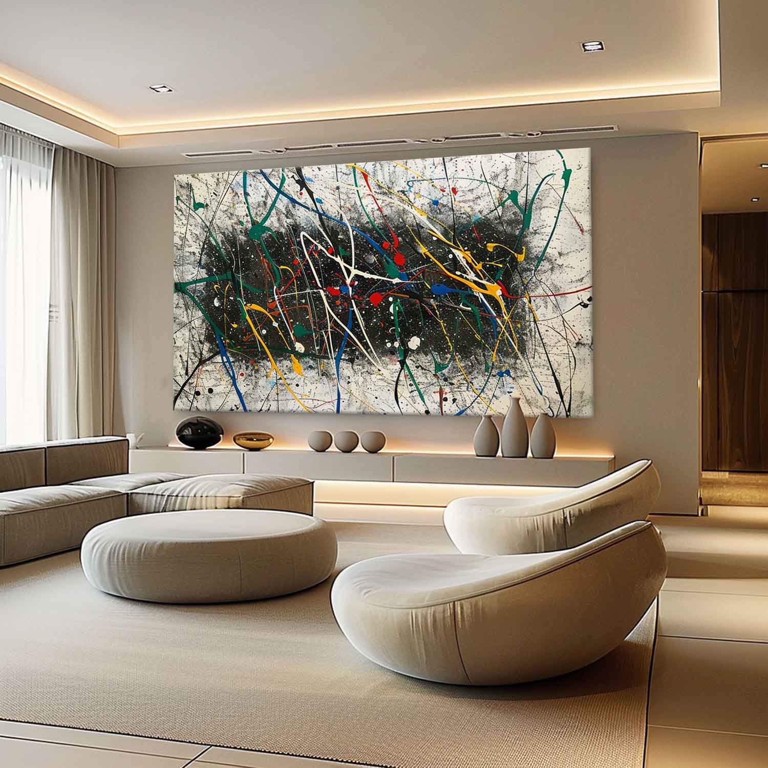Large Pollock Abstract Expressionist Art Pollock Paintings for Sale Colorful Abstract Canvas Wall Art