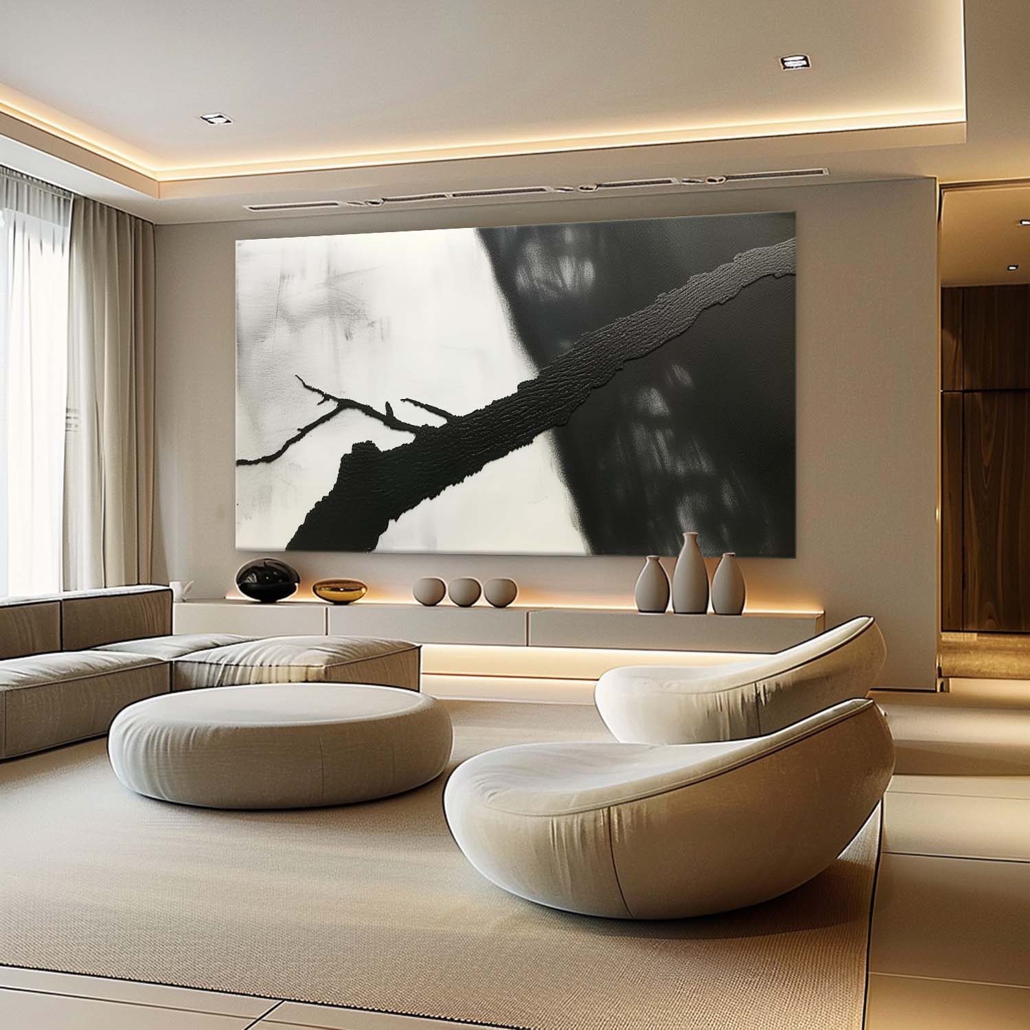 Large 3D Black and White Minimalist Abstract Texture Art for Sale Black and White Abstract Wall Art Decor