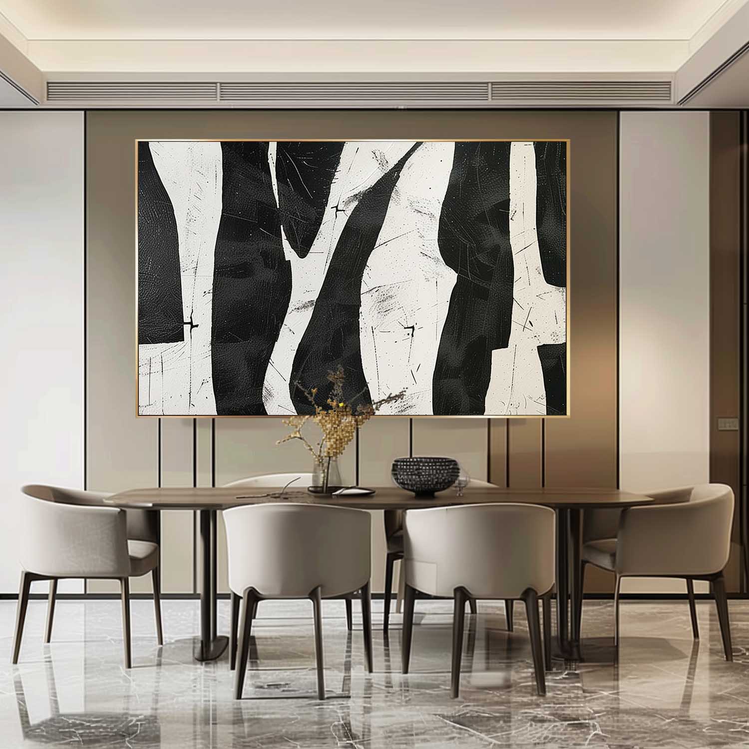 Oversized black And White Abstract Wall Art Decor Contemporary Black And White Minimalist Oil Painting On Canvas