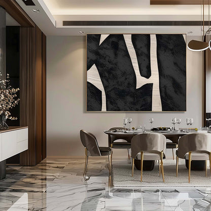 Black and White Abstract Art for Sale Large Black and White Wall Painting Black and White Minimalist Oil Painting