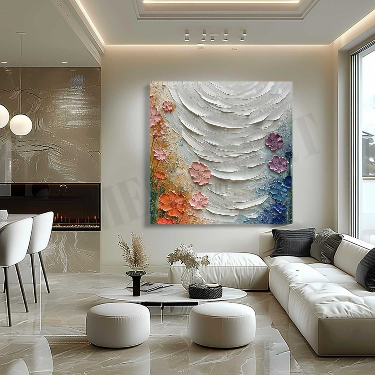 Lakeside Roses Texture Painting for Sale Lakeside Roses Canvas Wall Art Roses Plaster Art
