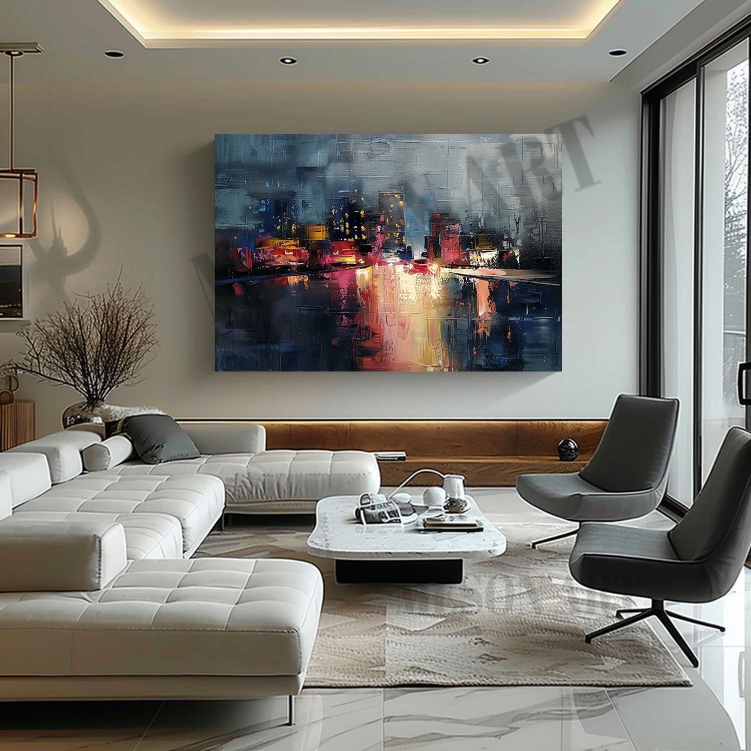 New York Night Scene Colorful Painting City Night Scene Canvas Art for Sale City Night Scene Wall Art