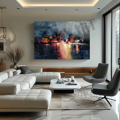 New York Night Scene Colorful Painting City Night Scene Canvas Art for Sale City Night Scene Wall Art