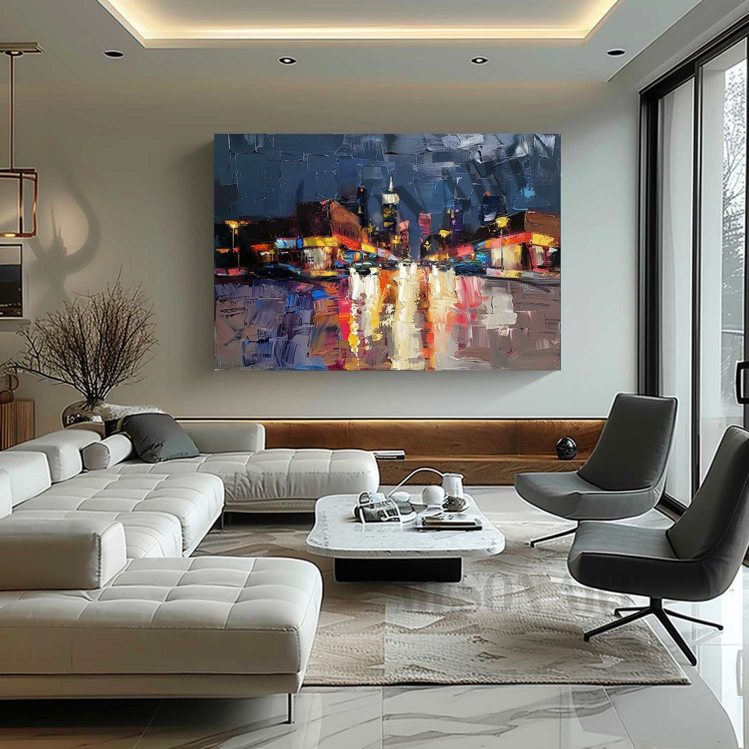 Las Vegas City Night Scene Painting Las Vegas City Night Scene Palette Canvas Wall Art for Sale