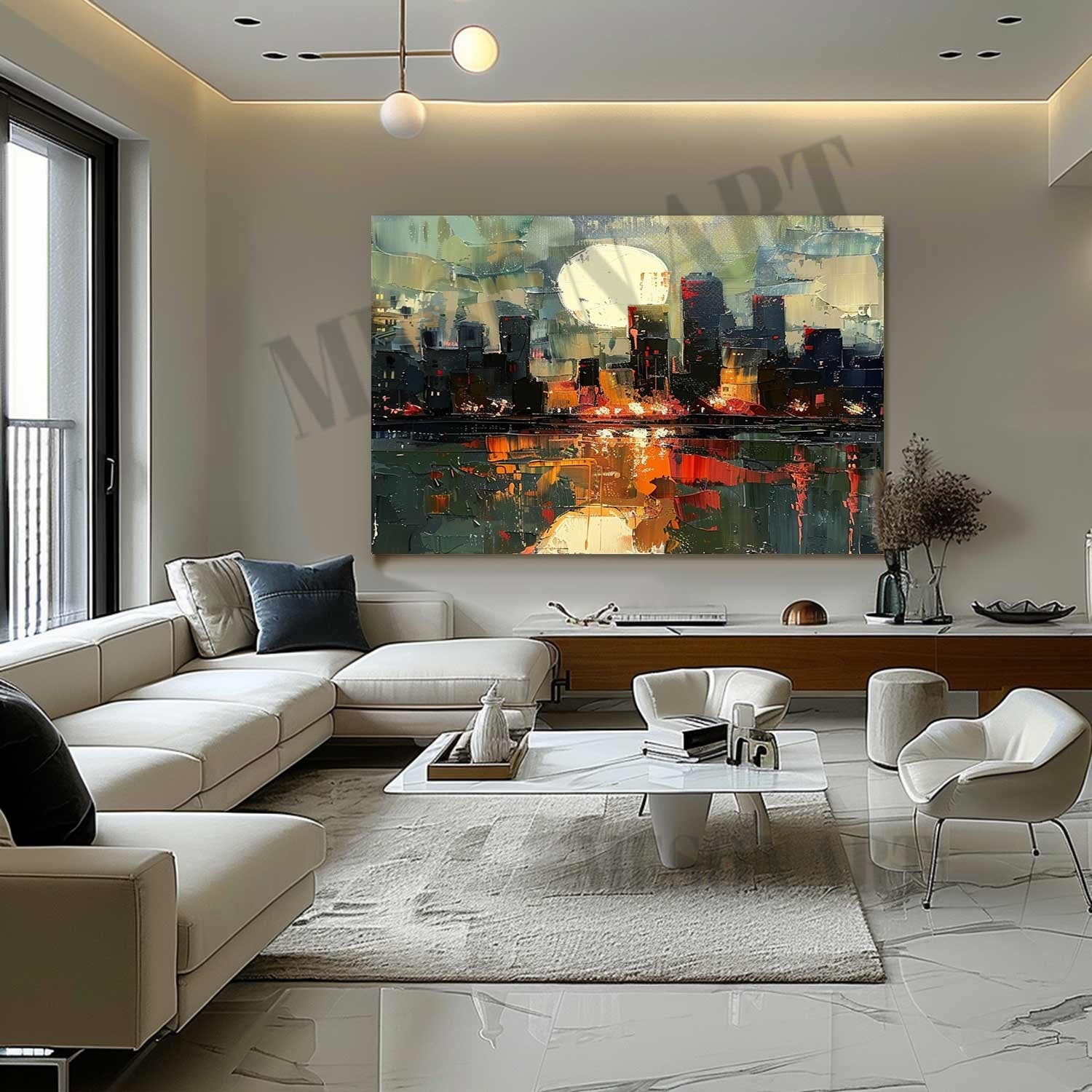 City Sunrise Abstract Colorful Painting City Sunrise Canvas Art for Sale City Sunrise Wall Art