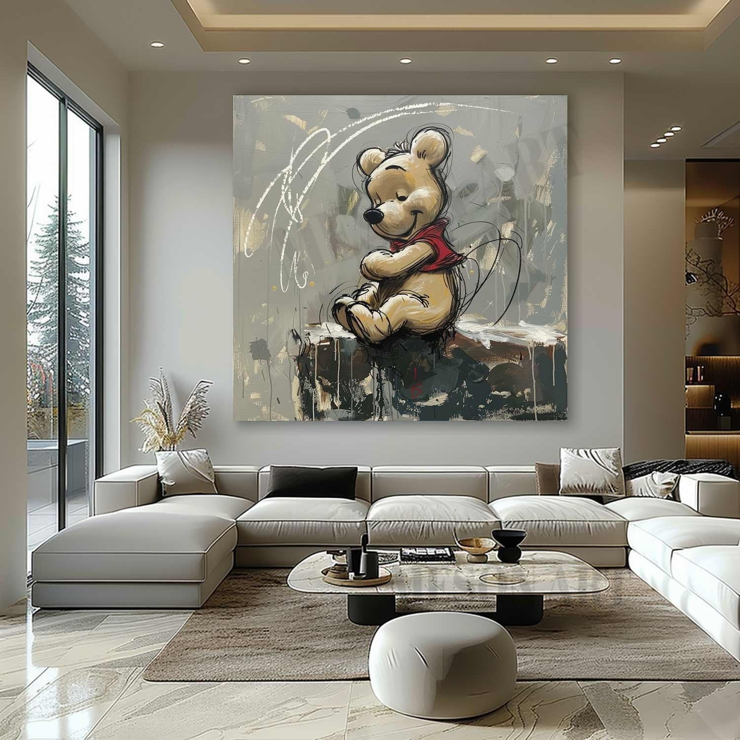 Winnie the Pooh Graffiti Street Art Graffiti Doodle Canvas Wall Art Winnie Graffiti Painting
