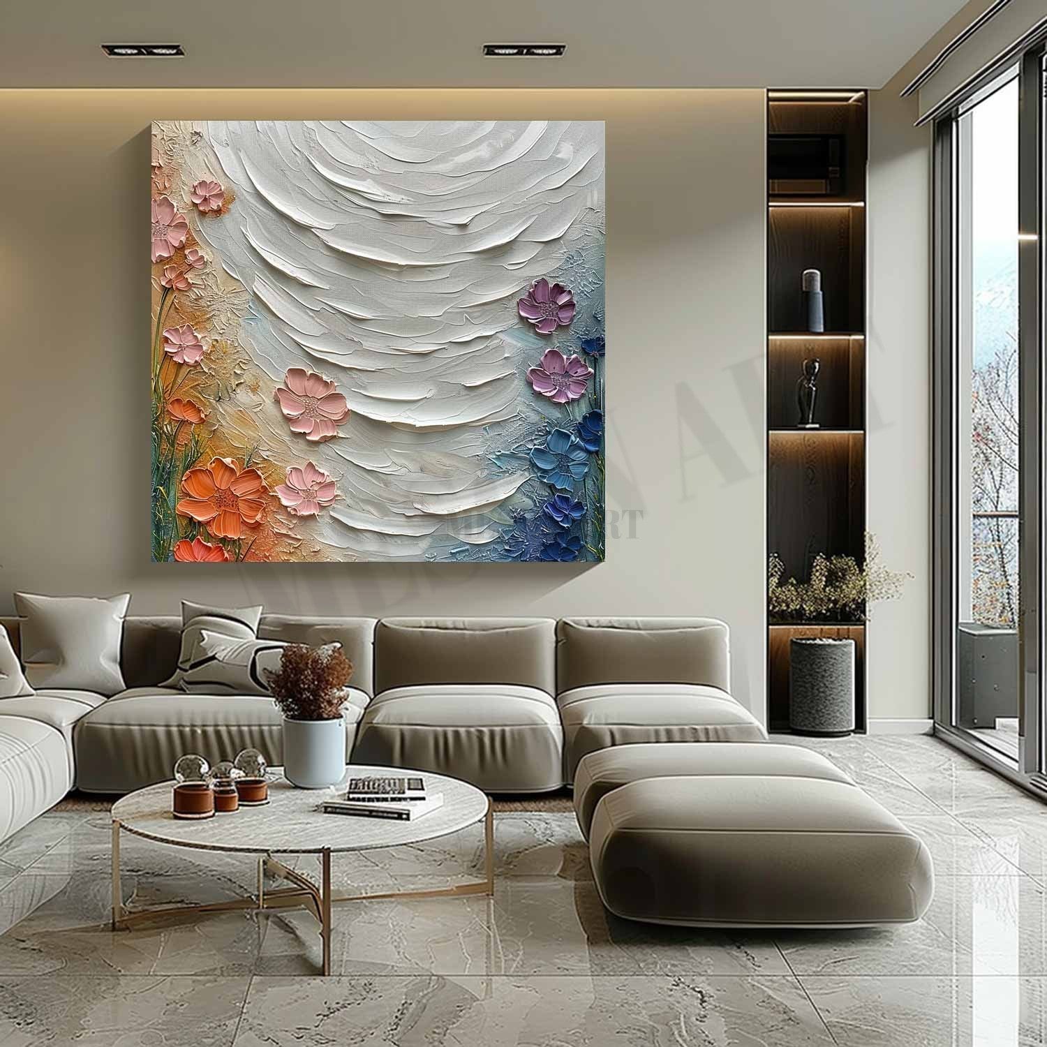 Lakeside Roses Texture Painting for Sale Lakeside Roses Canvas Wall Art Roses Plaster Art