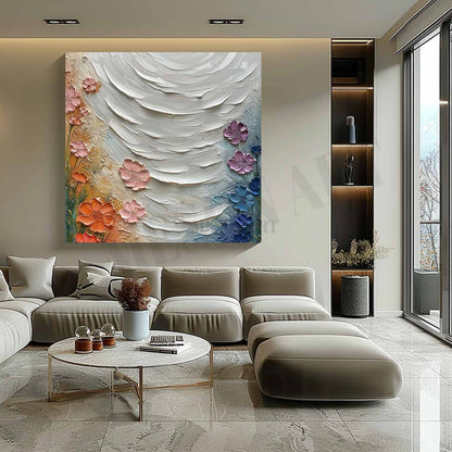 Lakeside Roses Texture Painting for Sale Lakeside Roses Canvas Wall Art Roses Plaster Art