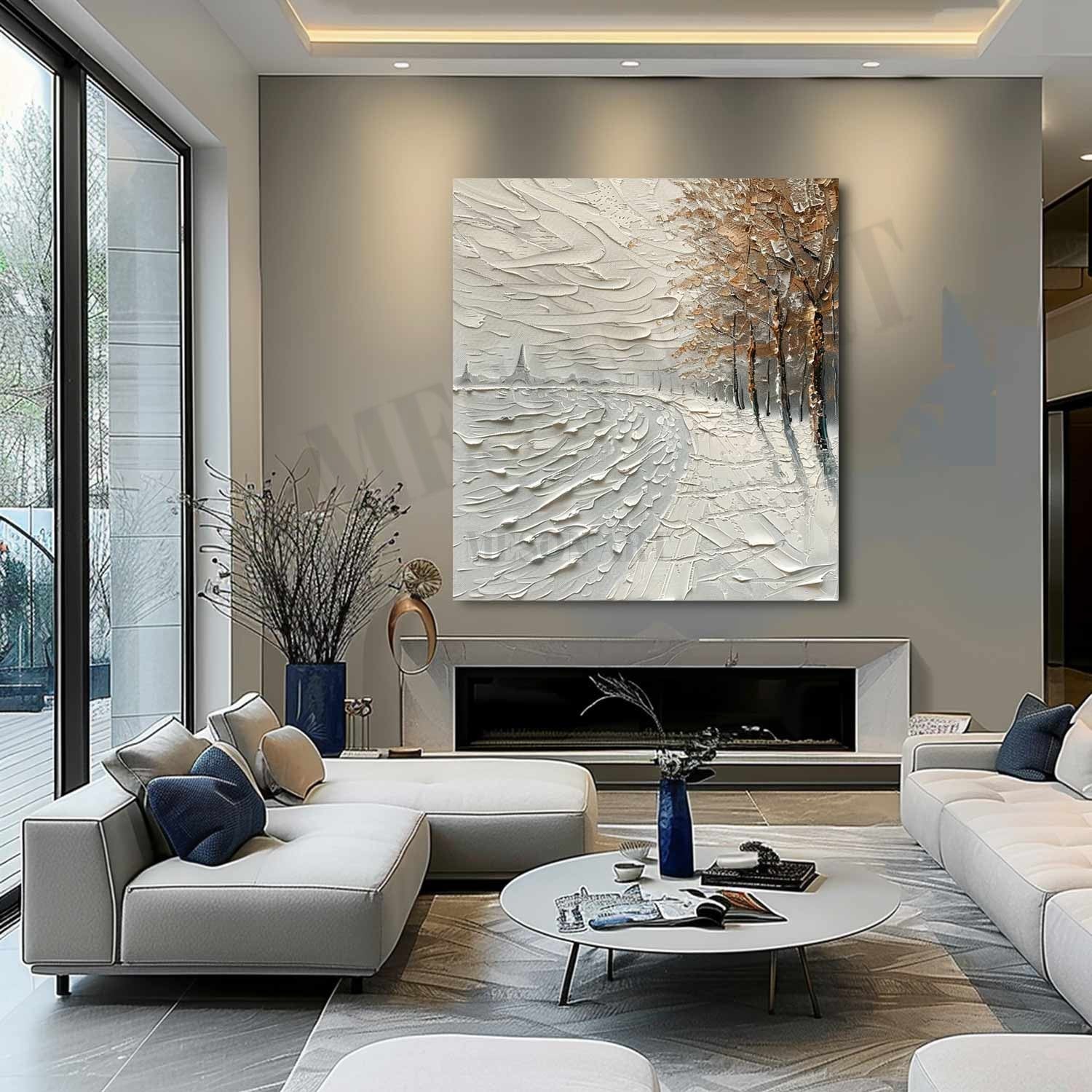 Snowy day Eiffel Tower in Paris, France texture painting Eiffel Tower art canvas Snowy day Eiffel Tower wall art