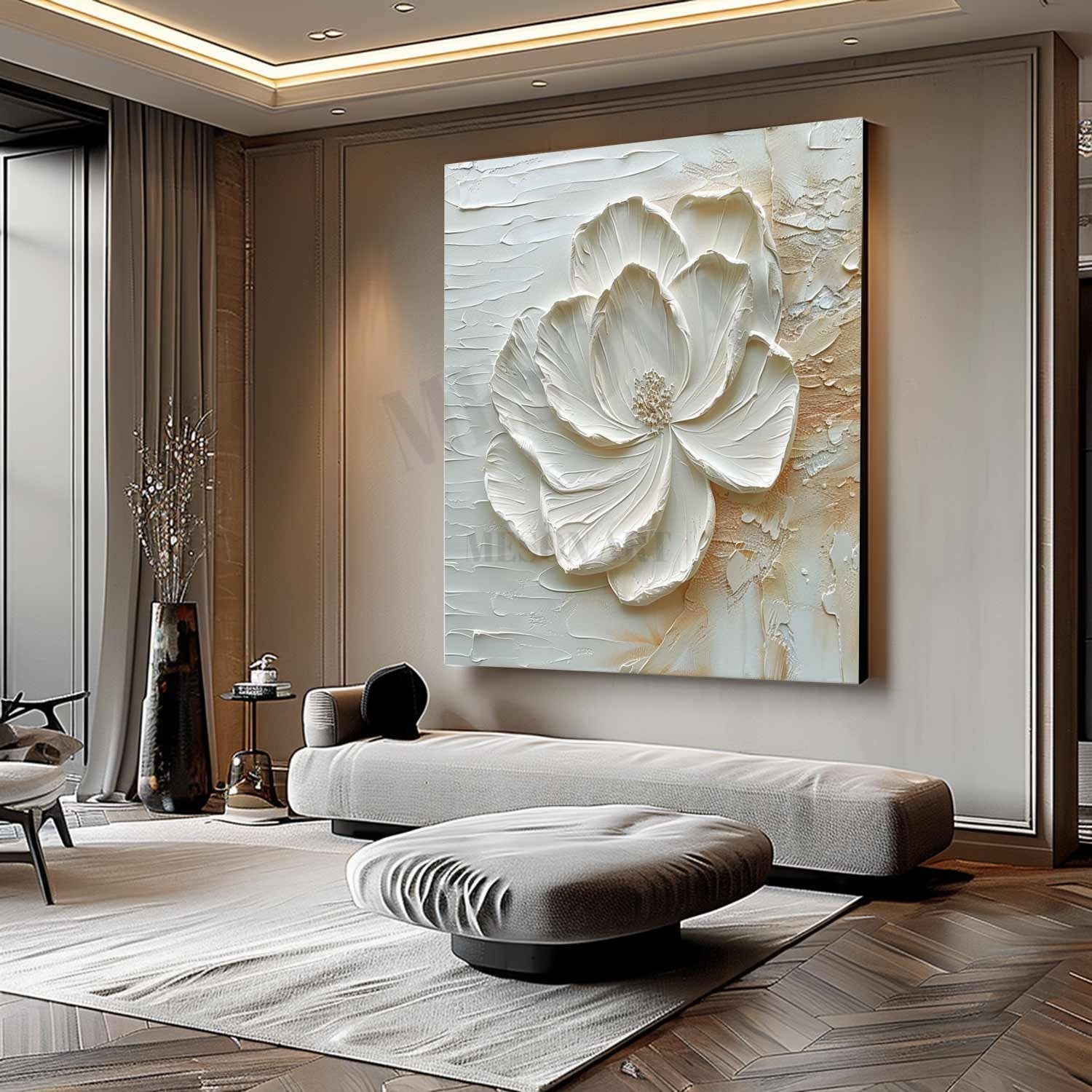 Lotus Flower Painting for Sale Lotus Flower Plaster Texture Art Lotus Flower Canvas Wall Art Decor