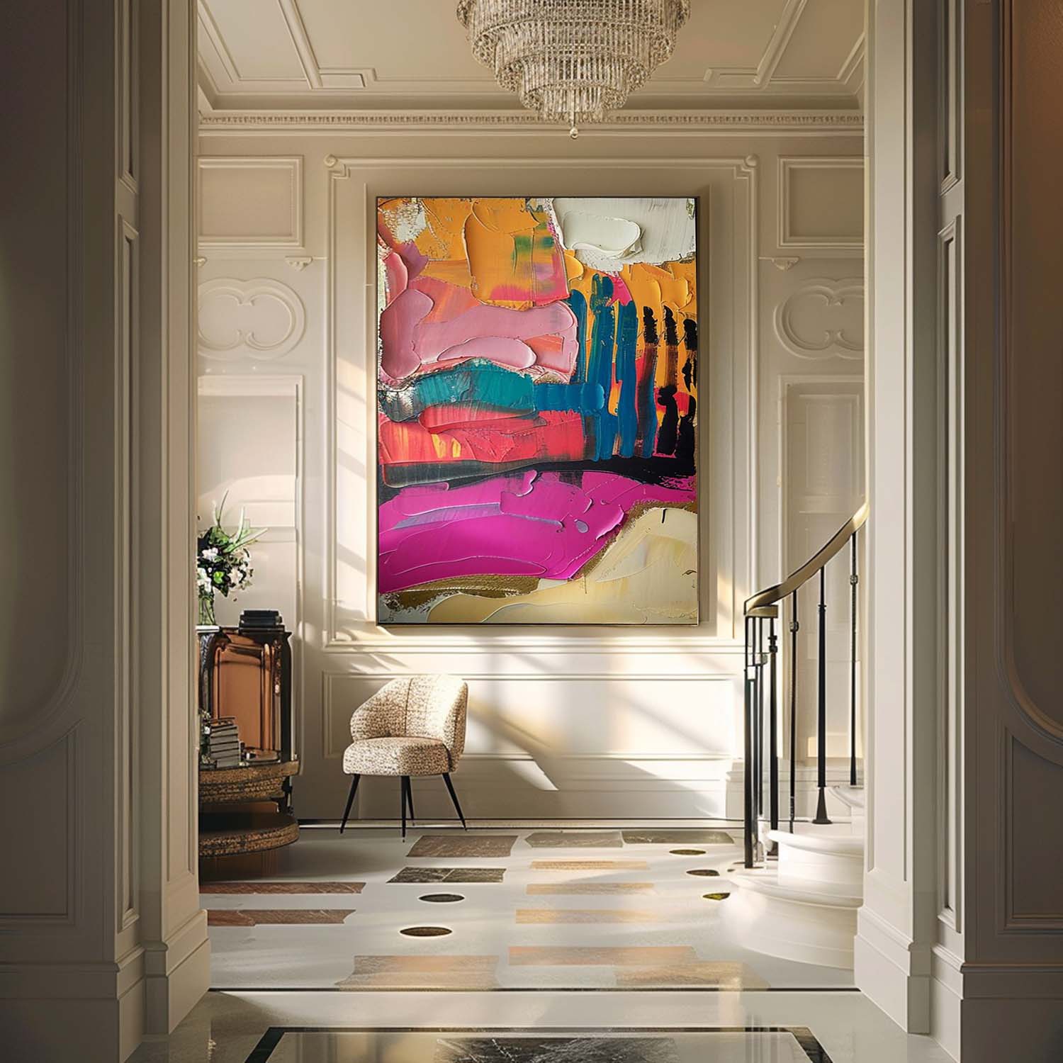 Colorful Abstract Texture Painting Colorful Textured Canvas Wall Art Decor Colorful Abstract Art for Sale