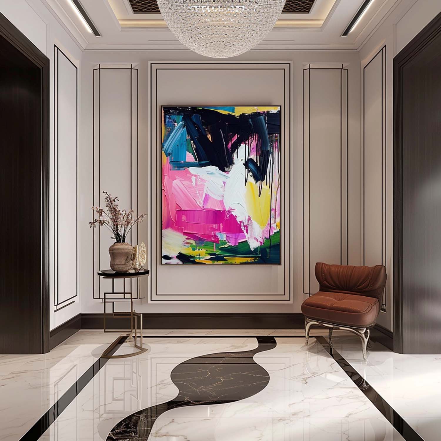Large Colorful Textured Painting Palette Knife Abstract Art for Sale Palette Canvas Wall Art