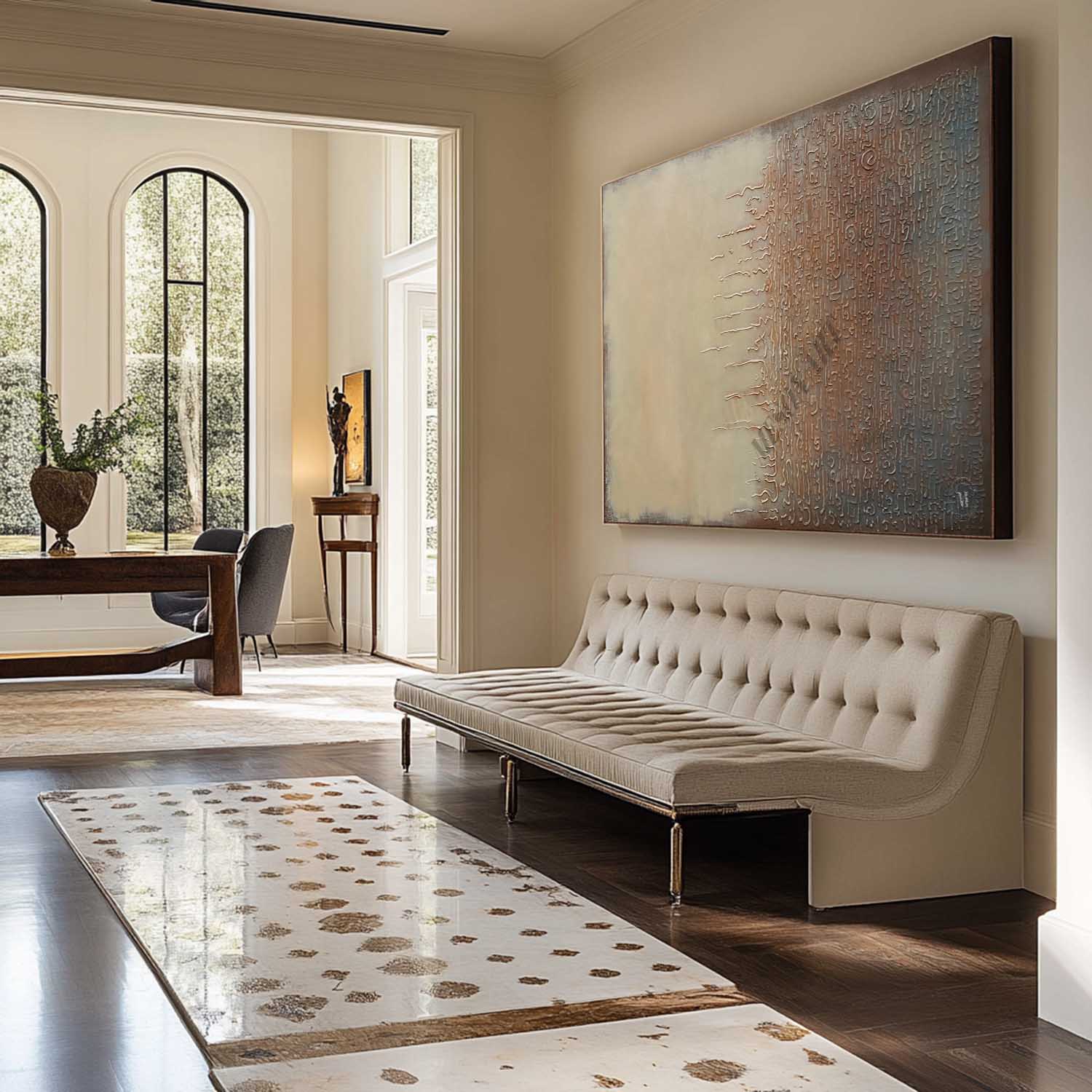 Large Beige And Brown Minimalist Abstract Art Canvas Beige And Brown Textured Wall Painting