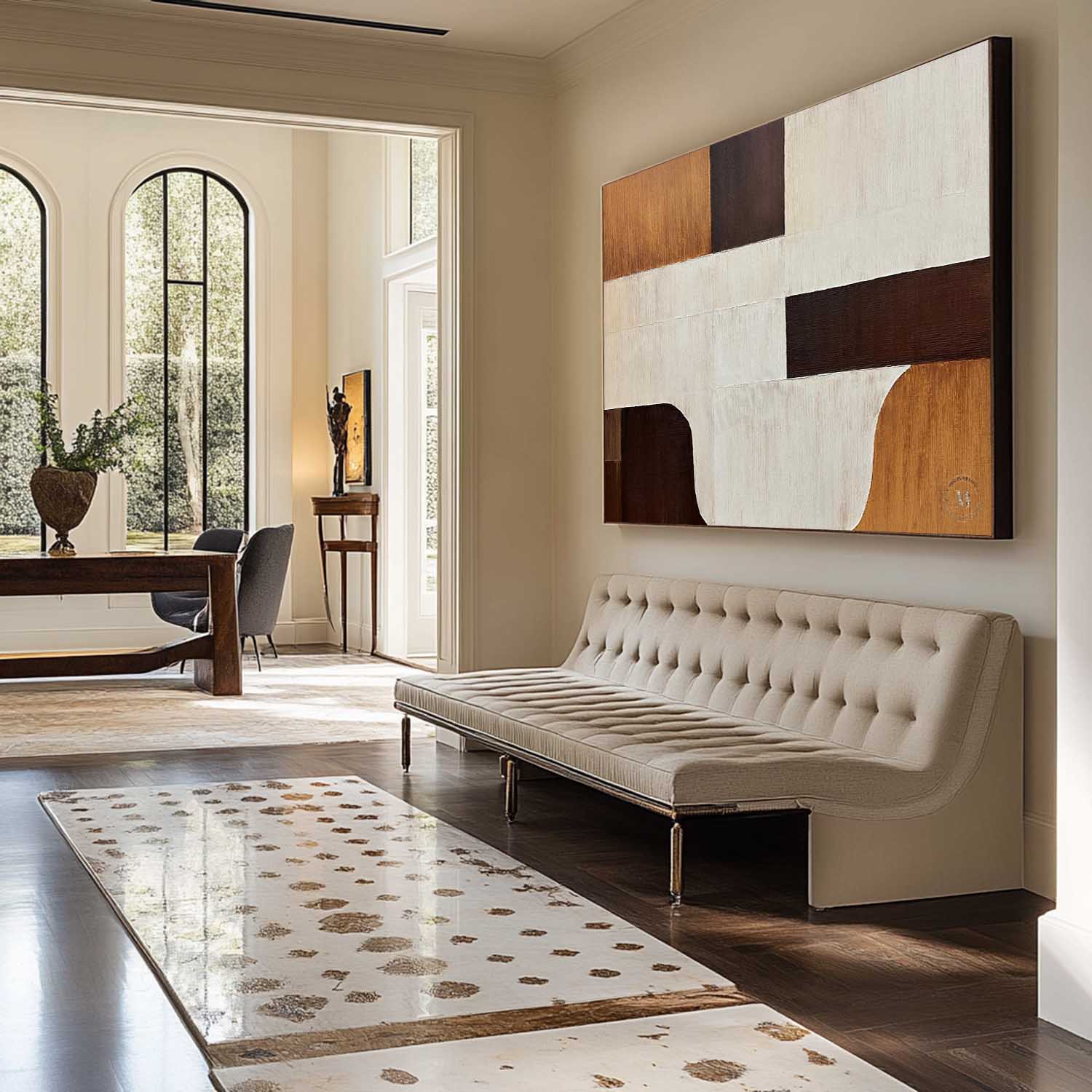 Large Beige And Brown Abstract Art Canvas Beige Minimalist Wall Art Decoration Painting
