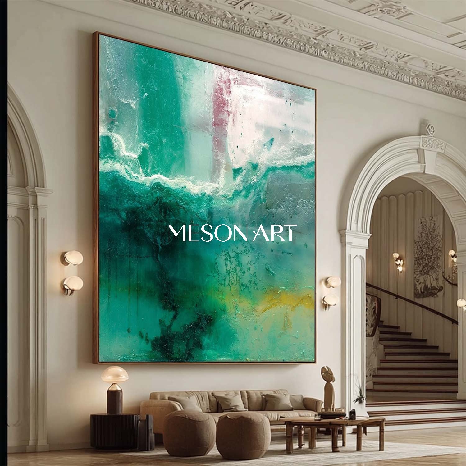 Buy Green Abstract Art Bedroom Sage Green Canvas Wall Decor Painting