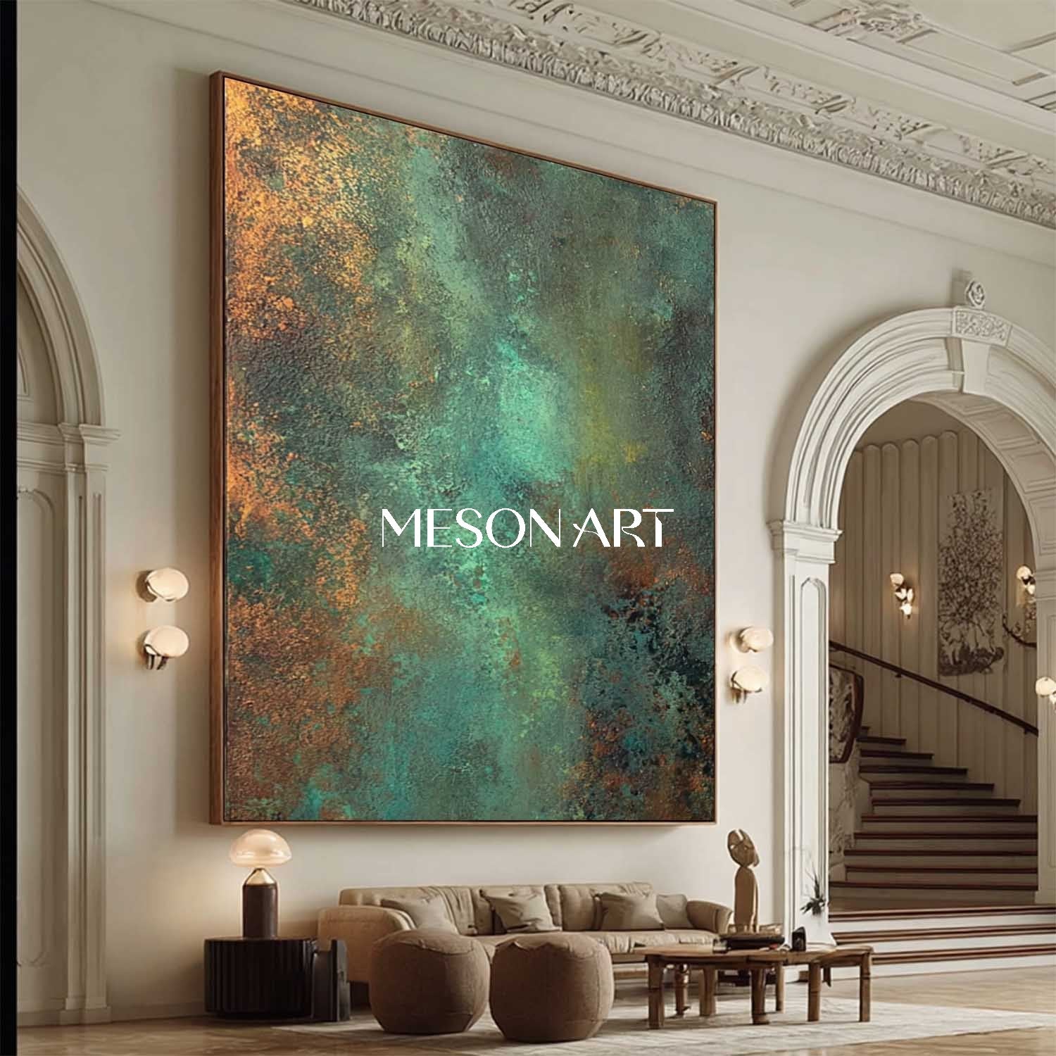 Bronze Abstract Canvas Art for Sale Large Bronze Staircase Wall Decor