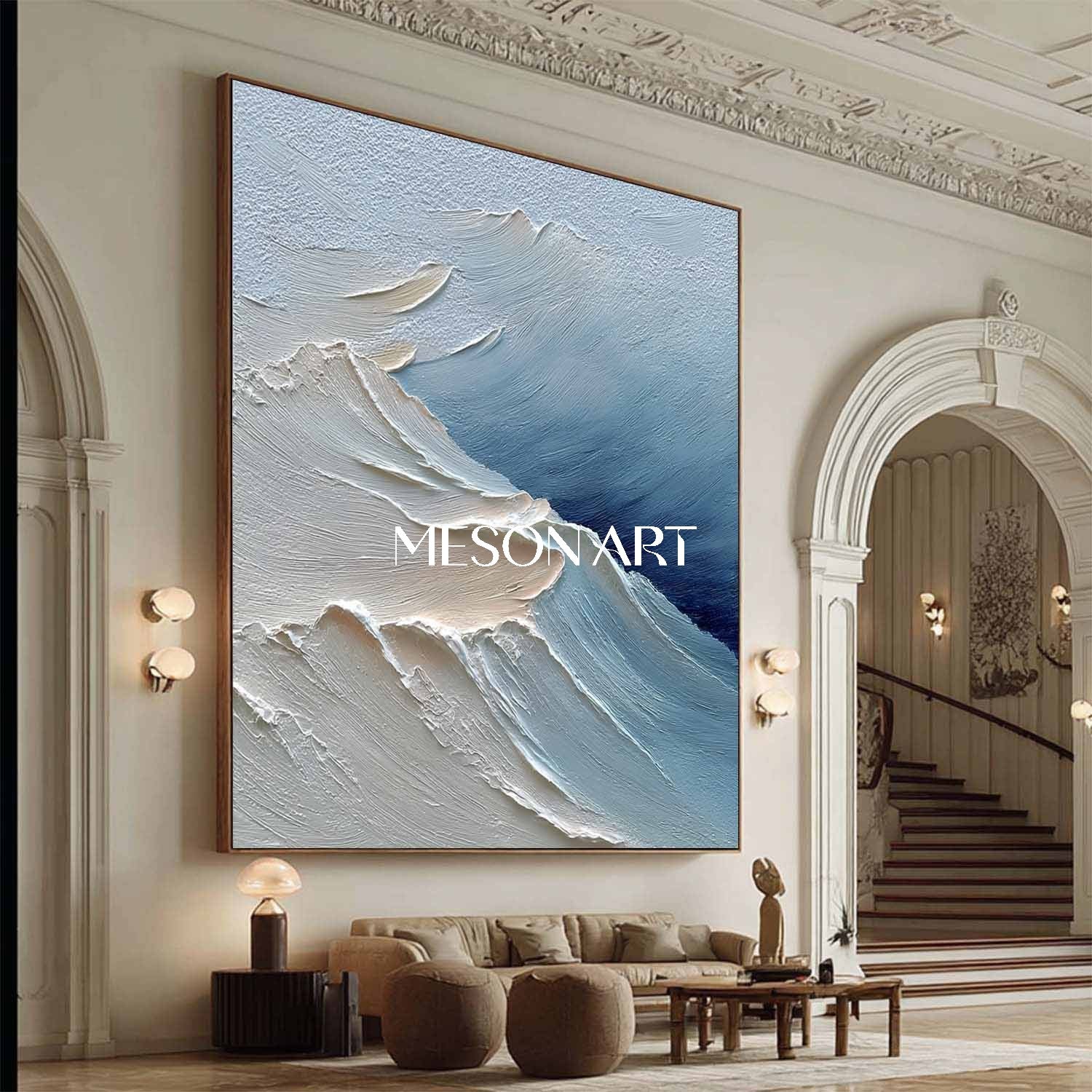 3D Large Fireplace Abstract Snow Mountain Canvas Wall Art for Sale