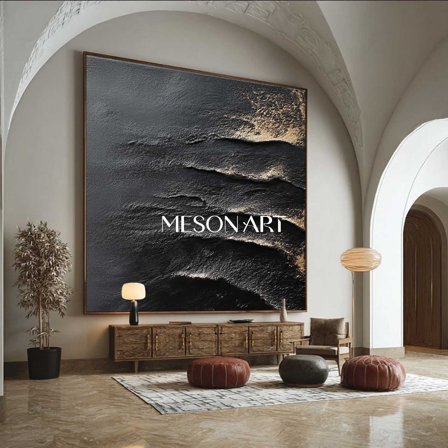 Shop Big Custom Abstract Textured Black Canvas Modern Art for Bedroom