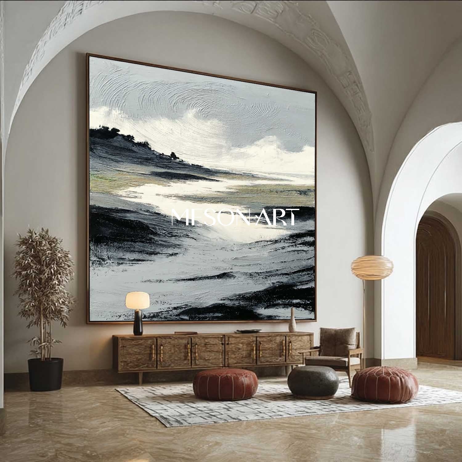 Minimalist Abstract Wall Art Hand-Painted Textured Canvas Living Room